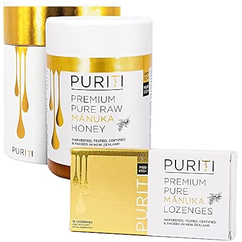 PURITI Manuka Honey Lozenges UMF 12+ (16 Pack) Manuka Honey UMF 10+ | Premium Sugar Free Throat Soothers for Coughs & Sore Throats | Premium Quality Authentic Superfood from New Zealand Cover