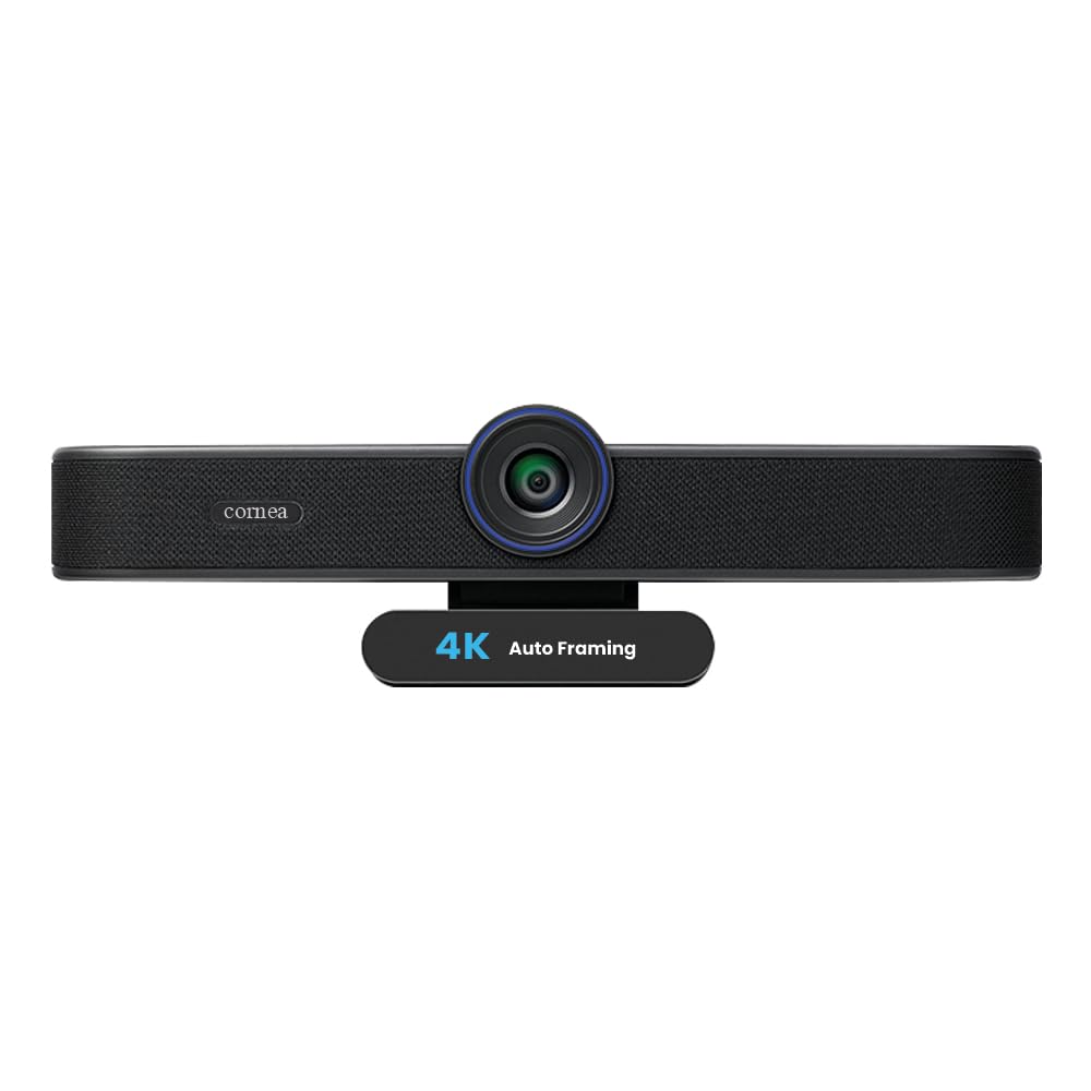 Cornea All in one 4K UHD AI Webcam 4X Digital Zoom,118°Ultra-Large Viewing Angle with Auto Focus 2D,3D,Noise Cancelling Microphones Portable Webcam for Video Conferencing Classroom