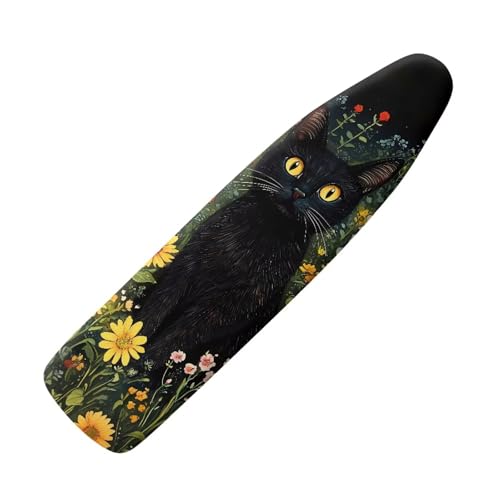 Oamsistay Iron Board Cover,Black Cat Flower 15x54 Inch Standard Ironing Board Cover with Elastic Edge,Home Decoration Table Top Ironing Board Cover