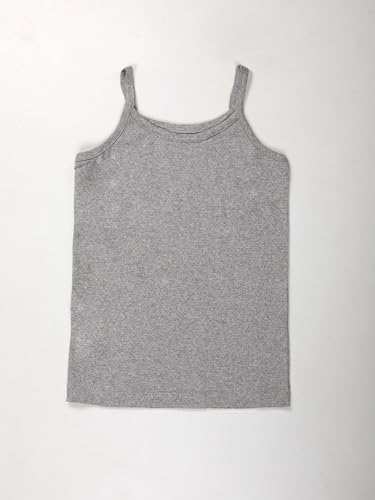 Image of KiddoPanti Girls 100% Cotton Rib Solid Camisole Tank Top Pack of 3
