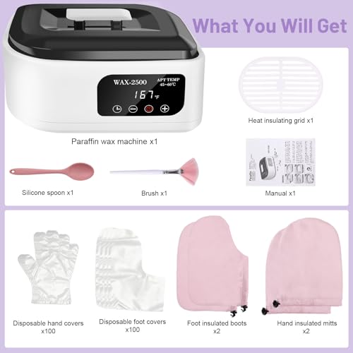 Image of Yofuly Paraffin Wax Machine for Hand and Feet, 3500ml Home Paraffin Wax Bath with Auto-Timer for Arthritis, Professional Nail Salon Paraffin Wax Warmer Nourishing and Moisturizing Kit, White