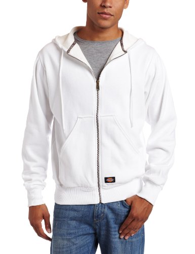 Dickies Men's Thermal Lined Fleece Jacket, White, Large