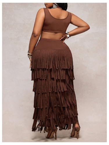 Women's Plus Size Fringe Western Dresses Boho Cowgirl Tassel Maxi Dress Bodycon Cowboy Sundresses for Country Concert2