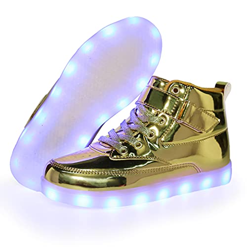 Voovix Unisex Led Shoes Light Up Shoes High Top For Women Men Gold43 #TOP4