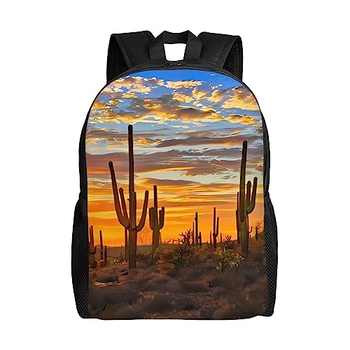 Sac à dos étudiant grand format étanche avec motif cactus noir original
