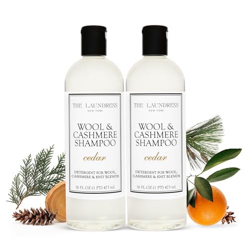 Image of The Laundress Wool & Cashmere Shampoo, 31 Loads, Concentrated Luxury Liquid Laundry Detergent, Cedar Scent, Cold-Water Hand or Machine Wool Wash for Delicate Merino, Mohair & Knit Blends, Pack of 2