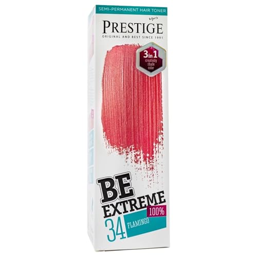 Vip's Prestige Be Extreme | Semipermanenter Haartonisierer 34 Flamingo | Reines Pigment | Verleiht gefärbten oder grauen Haaren Farbe | Temporäres Ergebnis | Ammoniakfrei, Parabenfrei, PPD-frei