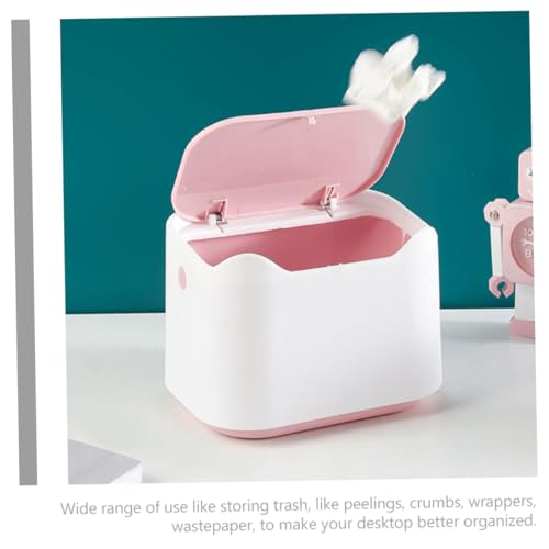 Mini caneca de basura rectangular de plástico con tapa pequeña miniatura 7