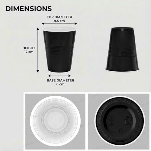 Image of FunBlast Party Drinking Glasses - 20 Pcs | 500 ML Reusable Beer Pong & Cocktail Cups | Leakproof, Strong & Durable Plastic Glass Set for Parties, Events & Celebrations (Black)