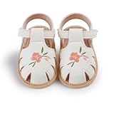 Ohwawadi Baby Girl Sandals Summer Fashion Embroidered Princess Wedding Dress Flats Shoes Soft Sole Closed Toe Beach Casual Sandal Infant Newborn Crib Shoe First Walkers