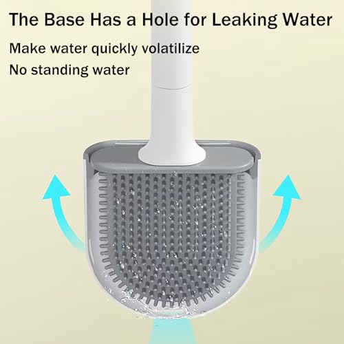 Image of New Brush Removable Toilet Brush, Sewn Soft Plastic Toilet Brush, Toilet Brush and Holder Set, Wall Mounted Toilet Bowl Brush, Compact Toilet Scrub Brush with Holder for Bathroom (Black)