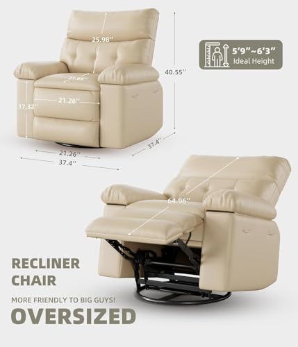 Sillón ergonómico reclinable beige piel sintética miniatura 2
