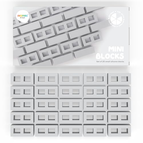 Inspire My Play 25 x Mini Silicone Building Blocks for Sensory Play and Messy Play - Construction Sensory Bin Filler - Creativity for Kids