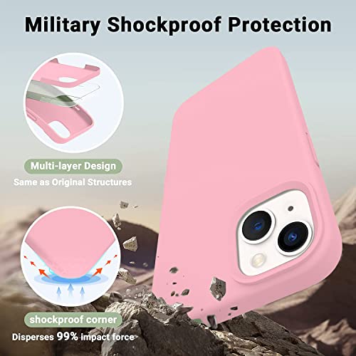 Image of DIZORO Compatible with iPhone 13 Case, Liquid Silicone Case, Full Body Protective Cover, Shockproof, Slim Phone Case, Anti-Scratch Soft Microfiber Lining, (6.1 inch Baby Pink)