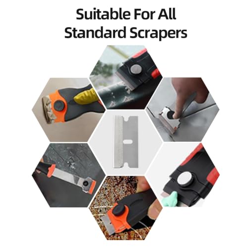Image of 100Pcs Stainless Steel Scraper Blades for Glass Cleaning