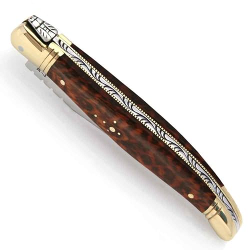 THIERS IFORGE - THIERS IFORGE - Couteau laguiole manche en bois d'amourette et mitres en laiton - 11 cm
