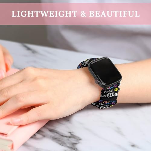 Peace Love Softball Watch Band Compatible with Apple Watch Series 6 5 4 3 2 1 Elastic Replacement Wristband - Image 5