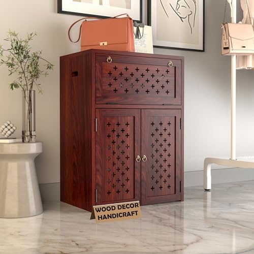 Image of Solid Wooden Inverter Battery Cabinet | Single Battery Box | Wooden Inverter Battery Cabinet | Battery Box | Sheesham Wood, Standard (Mahogany Finish)