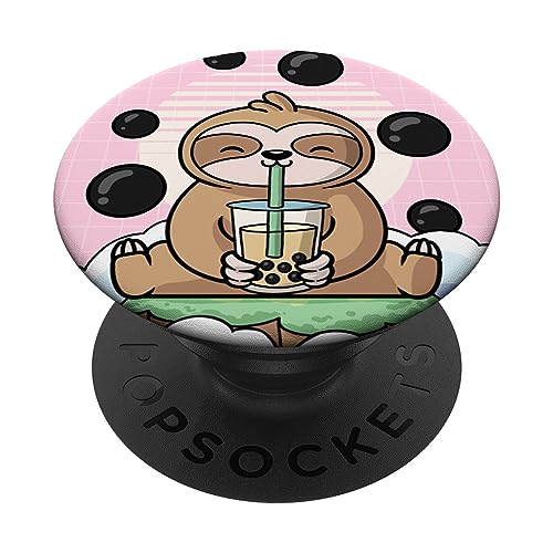 Kawaii Sloth Bubble Boba Milk Tea Japanese Aesthetic PopSockets Swappable PopGrip