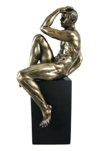 9.75 Inch Sitting Male Nude Sitting On Stand Figure Display Decor #TOP1