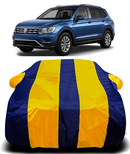 Image of Car Body Cover Waterproof Accessories Compatible with Volkswagen Tiguan Car Body Protection Dust Proof Rain Cover Protects from Sunlights and Uv | Yellow Stripes