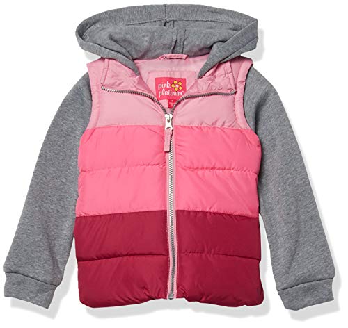 Pink Platinum Girls' Midweight Vest 2Fer Jacket, 5/6 Pink