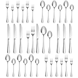 Lazycorner Silverware Set 30 Piece Stainless Steel Flatware Set Silverware Utensils for 6 People Includes Forks Knives Spoons & Salad Forks Dishwasher Safe for Home Restaurant or Outdoor Use