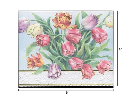 Image of Poster Foundry Set of 3 - Tulips Boxed Note Cards by Carol Wilson. 10 embossed 4x5 Die-Cut Notecards and Matching Envelopes in Decorative Gift Box with Magnetic Flap. NCP2506