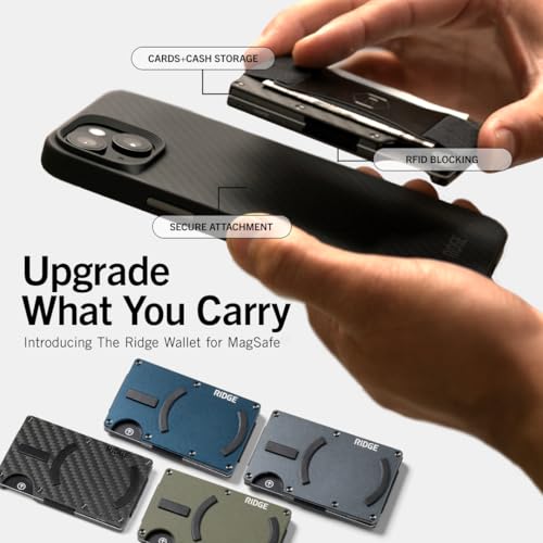 Image of Ridge Wallets for Men Compatible with Magsafe - Slim Minimalist Compact Wallet and Card Holder, RFID Protected Front Pocket Wallets for Men with Integrated Cash Strap (Alpine Navy)