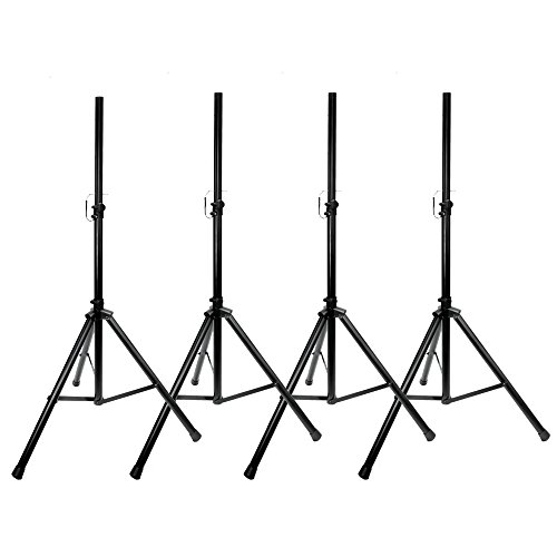 Image of Gemini Sound ST-04 Heavy Duty Professional Audio Universal DJ Foldable Collapsible Telescoping Tripod PA Speaker Stands, Adjustable Height up to 80 inch Inches Tall (4-Pack)