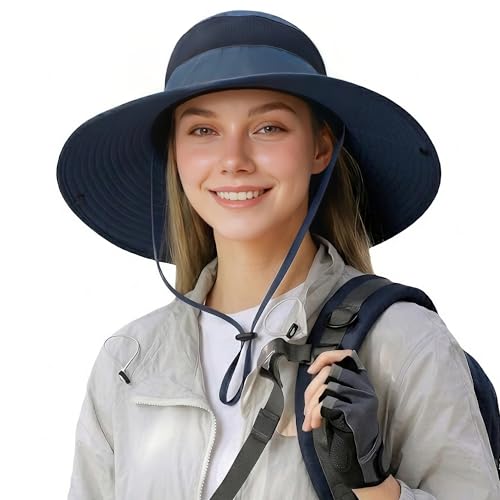 Image of Wide Brim Sun Hat for Men Women UV Protection Ventilated Summer Hats for Fishing Hiking Garden Beach