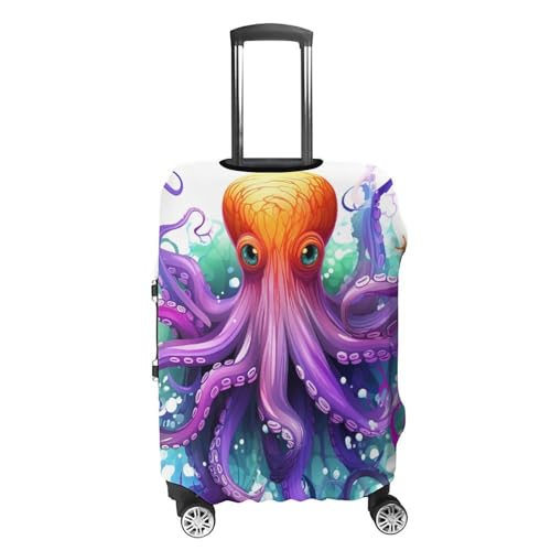 Colorful Octopus Luggage Covers Tsa Approved Suitcase Cover Elastic Washable Luggage Sleeve Carry on Cover Protector Anti-Scratch Suitcase Protector Fits 19-30 Inch Case(XL)4