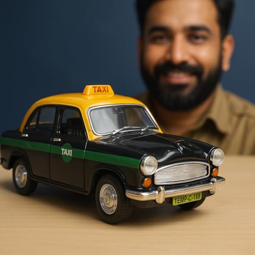 Image of Made of Non Toxic Plastic Toys Ambassador Car, Pack of 1, Pull Back Action Toys, with Soft Edges Around 15 CM in Length & 100 gram. Color Black. (Taxi)