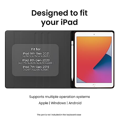 EVEO iPad Case with Keyboard - iPad Case with Keyboard iPad Case iPad Keyboard case iPad case, Built-in Pencil Holder - Image 4