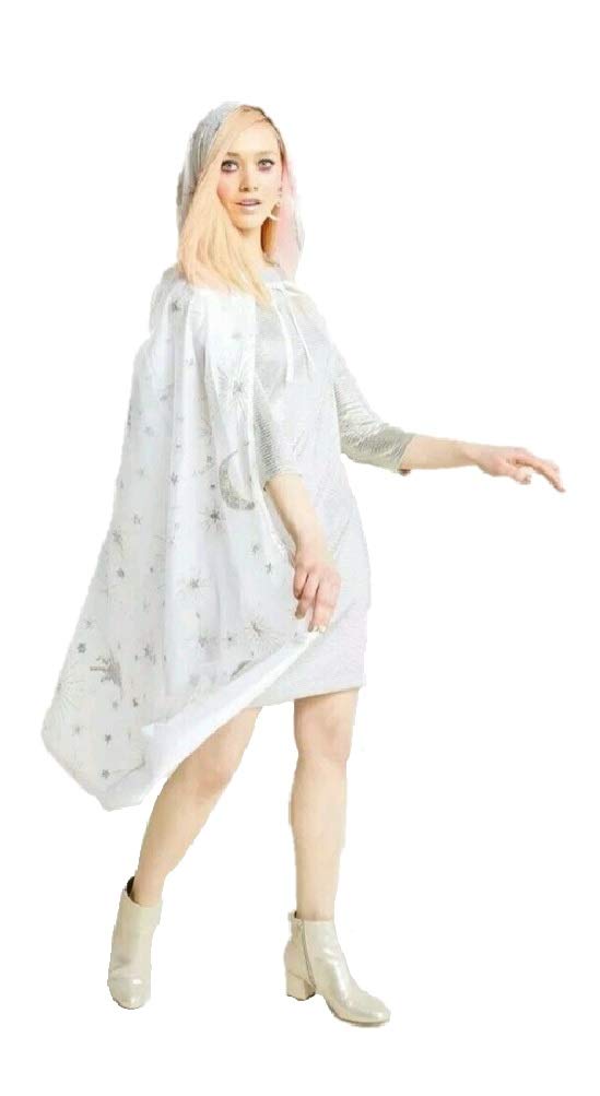 Womens Adult White Celestial Witch Hooded Cape Costume Piece