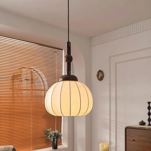 Lampe de chevet suspendue rétro en bois cocon de vers à soie avec base E27 - 4
