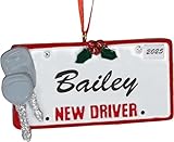 Personalized Driver Car License Plate with Keys Christmas Ornament with Name