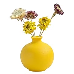 Idea Regalo - Moiyoudis Vaso in ceramica ornamentale in stile scandinavo da scrivania, in ceramica, colore satinato, vaso decorativo per composizione floreale (A-giallo)