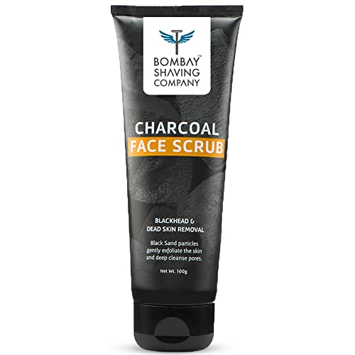 Bombay Shaving Company Charcoal Face Scrub with Black Sand, Exfoliates skins & Removes Black Heads, Black, 100 g