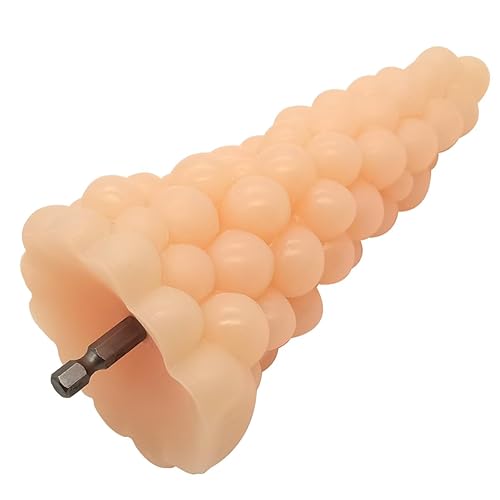 G-Spot Bumps Dildo with Electric Drill Connector for Auto Sex Spinning Big Vegetable Penis Cock Adult Sex Toy for Vaginal & Anal Play - A Flesh