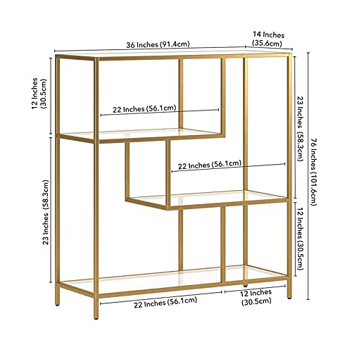 Isla 40'' Tall Rectangular Bookcase In Brass #TOP2