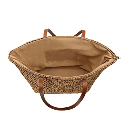Bolso de mano tejido grande para mujer miniatura 5