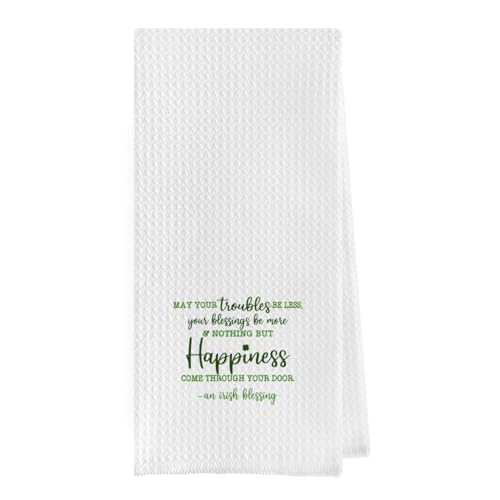 Irish Blessing Dish Towel St Patricks Day Kitchen Towels St Patricks Day Waffle Weave Kitchen Towels Irish Gifts for Women St Patricks Day Gifts 1624 Inches