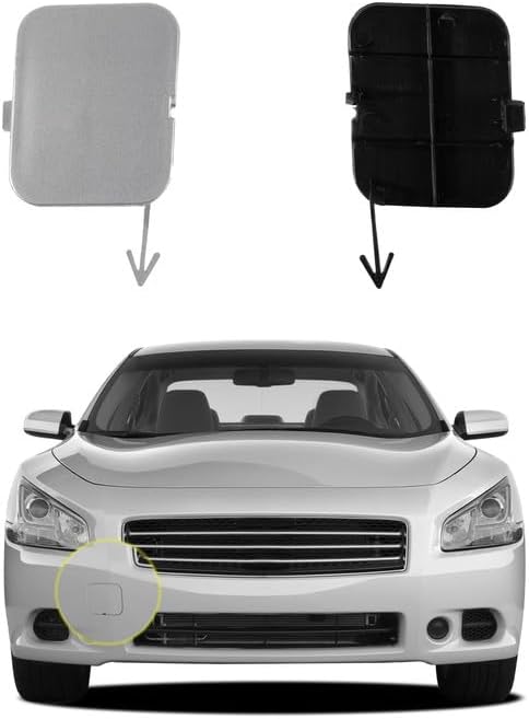 Car Front Bumper Tow Hook Cover Compatible with Nissan Maxima 2009 2010 2011 2012 2013 Trailer Cover Cap 62086-9N00H Small Lid Towing Eye Cap White Right Passenger Side