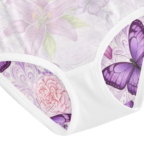 Toddler Girl Panties, Purple Butterflies Cotton Girls Underwear, 2T–8 Years4