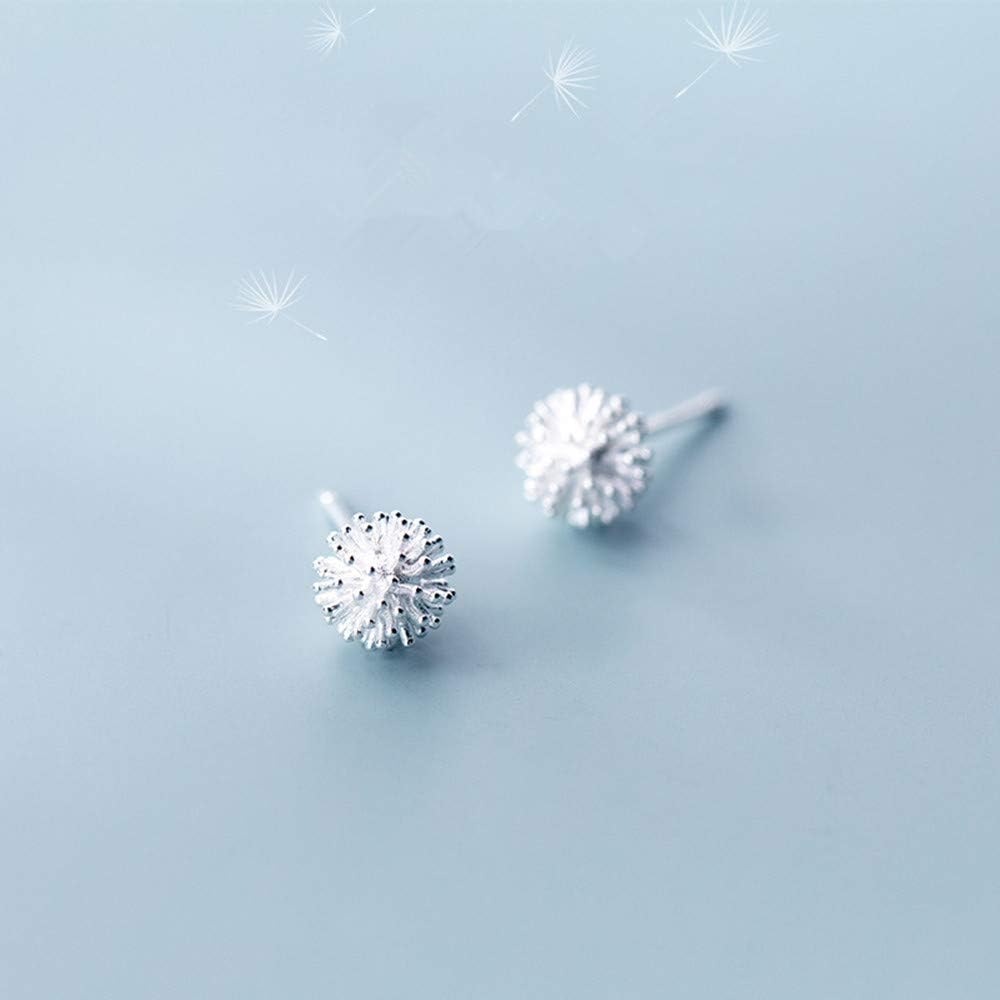 Dandelion Sterling Silver Stud Earrings for Women Men Hypoallergenic Flower Seed Cluster Ear Tragus Post Cute Lovely Sleeper Earrings Tiny Lightweight Jewelry Gifts for Best Friend