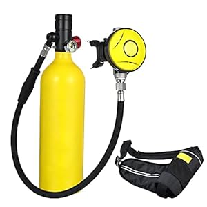 BUTXET 1L Mini Scuba, duiktankset voor onderwaterverkenning, noodredding, draagbare hervulbare zuurstofcilinder met 15-20 minuten onderwaterduikuitrusting (kleur: geel)
