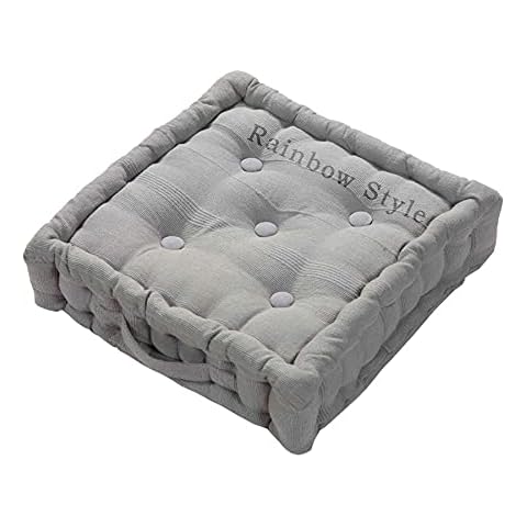 Rainbow Style Booster Cushion Seat Pad 100% Cotton Filling Thick Seat Pads Adults Chair Armchair Garden Seat Sofa Pad COLOUR SILVER Cover