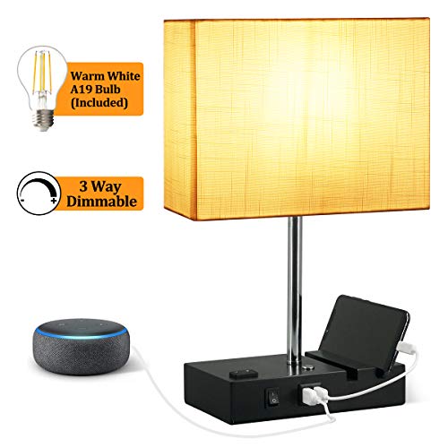 Touch Control USB Table Lamp, 3-Way Dimmable Table Lamp with 2 Useful USB