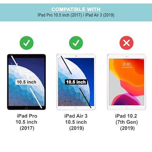 Image of CEDO Tri-Fold for iPad Pro 10.5 (1st Gen) 2017 / iPad Air 3 (3rd Gen) 2019 (10.5 in) Smart Case Flip Cover with Multi Viewing Angles Stand | Leather Finish | Heat Dissipation | TPU Backcover (Black)